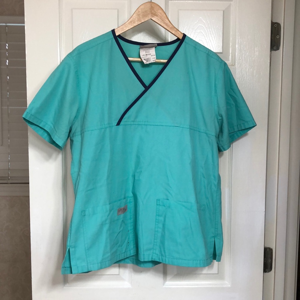 Urbane Scrub set. Medium. Aqua with navy trim.